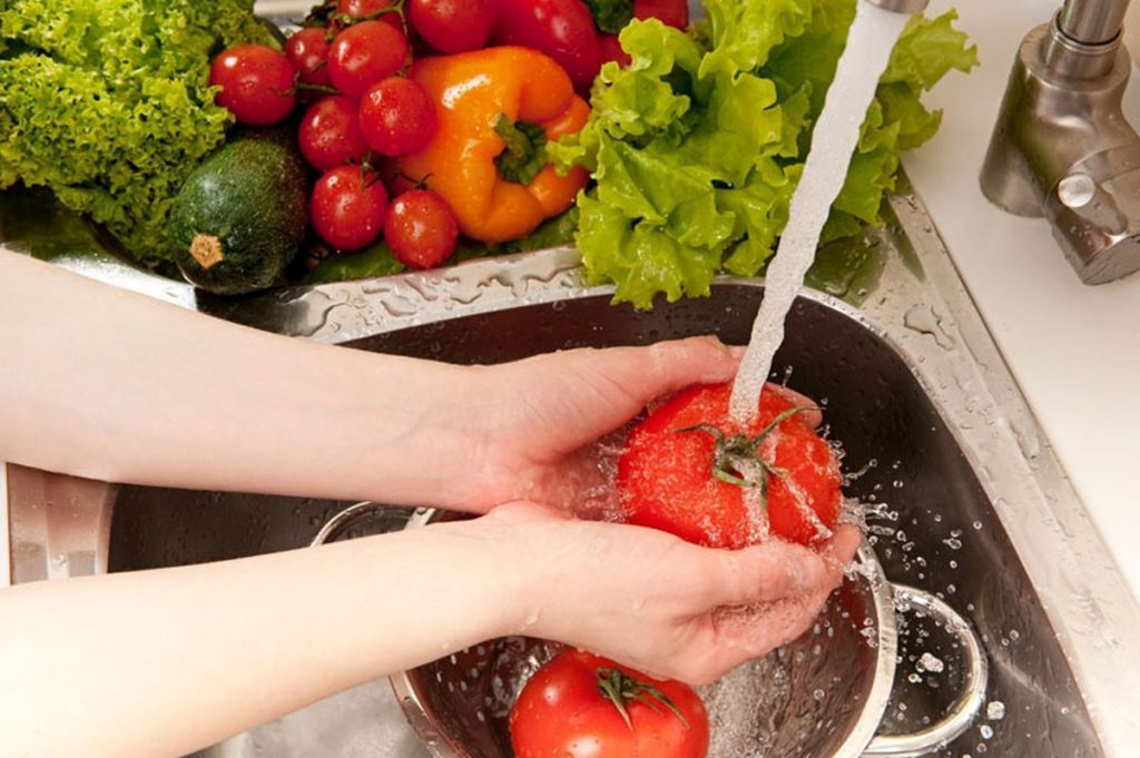 higienização das hortaliças e frutas